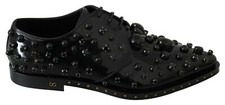 DOLCE & GABBANA Shoes Black Leather Crystals Dress Broque EU40 / US9.5 RRP $3000