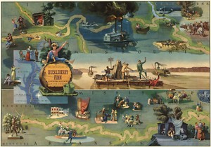 Pictorial Map of The Adventures of Huckleberry Finn 11x16 Art Poster Mark Twain
