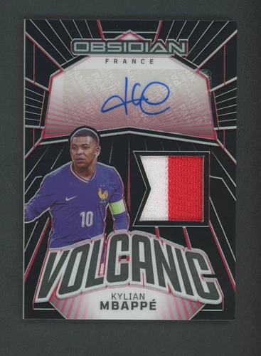 2023-24 Obsidian Soccer Volcanic Red Kylian Mbappe 2-Color Patch AUTO 1/15