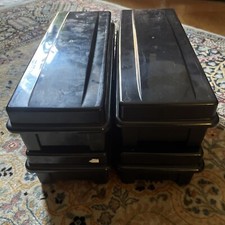 ALPHA Cassette Hard Plastic Storage Case Stackable Holds 15-24 Tapes Black Qty 4