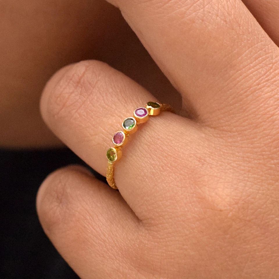 Anillo de oro de 18 quilates con piedras preciosas de turmalina amarilla joye... - Imagen 3 de 4