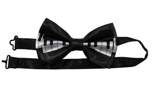 Clés de piano cravate nœud noir n' blanc clavier costume homme musicien accessoire - Photo 1/1