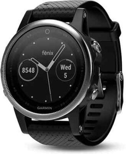 Garmin Fenix 5s - Display silber, Silikonarmband 42mm schwarz