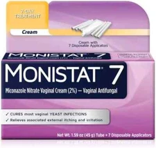 2X MONISTAT Vaginal Antifungal 2% Cream with 7 Disposable Applicators