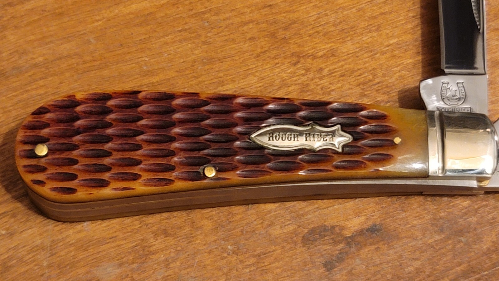 NOS Rough Rider RR1288 Half Hawk Knife Brown Jigged Bone 2 Blade