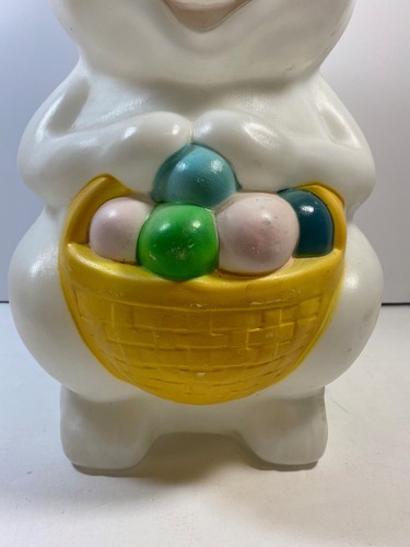 Vtg Empire White Easter Bunny Basket Of Eggs Blow Mold 22” Rabbit Decorations - Picture 2 of 10