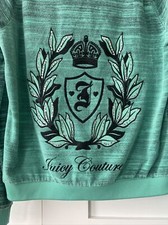 Y2K Juicy Couture Sweatsuit Jacket Hooded Zip Up Rhinestone Crown Green Medium