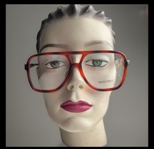 Big Vintage 70s Aviator Eyeglass Frame Unused /Double Bridge/ Brown Ale Tortoise