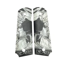 1911 Gun Grips Full Size Grim Reaper Engraved Custom for Colt & Clones W/Screws