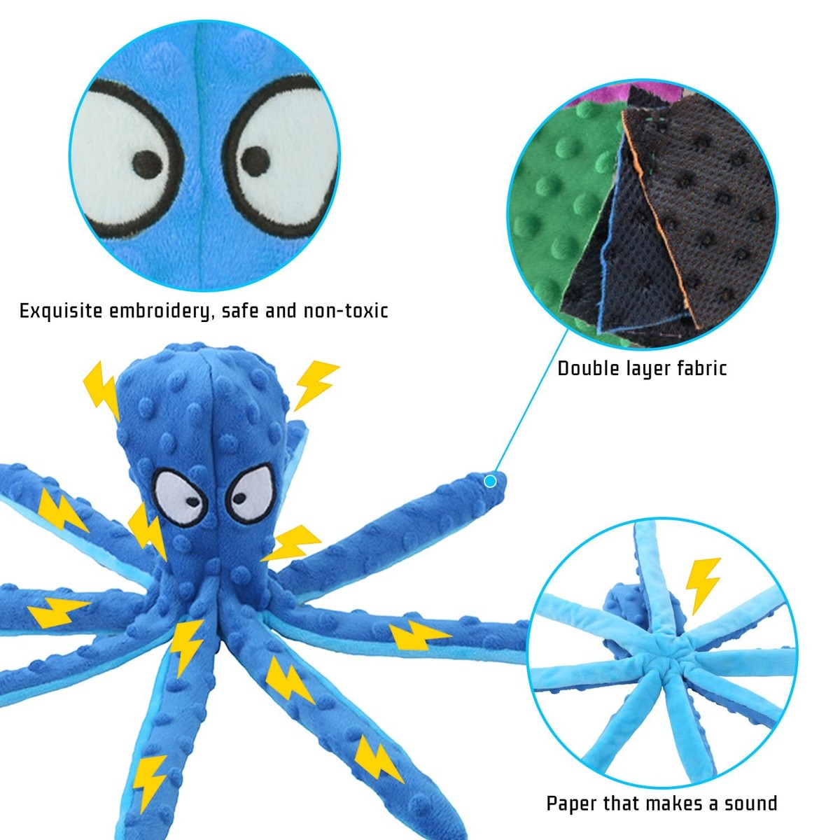 Dehner Hundespielzeug Baby Octopus – Plüsch Mit Quietscher & Raschel, Ca. 15 Cm