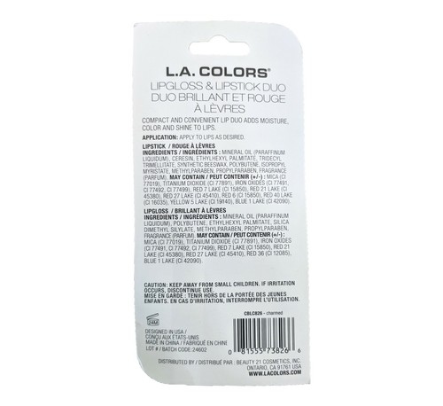 L.A. Colors Lip Duo Lip Gloss & Lipstick, Moisturize & Shine, 5.5g, YOU CHOOSE - Picture 2 of 13