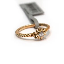 DAVID YURMAN New Ladies 18K Gold Small Starburst Ring with Diamonds Size 6