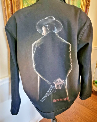Clint Eastwood Unforgiven Vintage Hollywood Men Large Black Bomber Jacket Coat - product listing photo