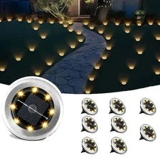 8-12 PACK Solar In Ground Lights Outdoor Buried Lamp Disk LED Lawn Pathway light