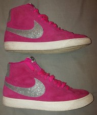 Nike Blazer Mid Pink Suede Silver Glitter Trainers UK 5 Womens/Girls High Top