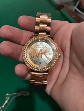 Michael Kors MK5784 Parker Rose Gold-Tone Glitz Watch - Oversized Logo Dial