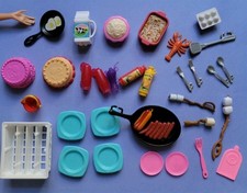    Mattel Barbie Food Dishes Kitchen Accessories Toy Lot