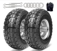 4.10/3.50-4 Tire Dolly Wheel Flat Free, Solid Rubber Hand Truck Wheels 5/8" Axle