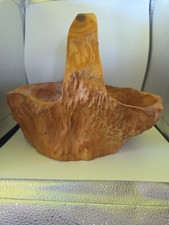 Burl Wood Vintage Hand Carved Basket Primitive Collectible