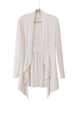 Neiman Marcus White Draped Open Front Jacket Machine Washable Women's SZ M L NWT