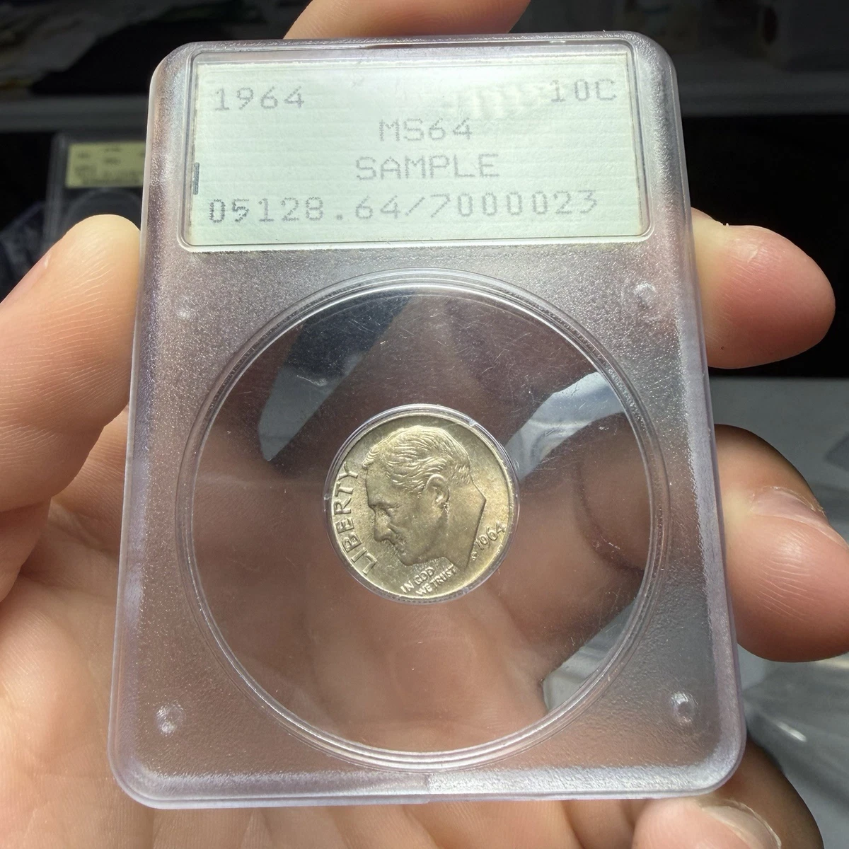 PCGS SAMPLE 1964 10C MS64 ダイム サンプルスラブ PCGS Certified MS 64 Graded 1964 Roosevelt Dimes (1946-Now) for