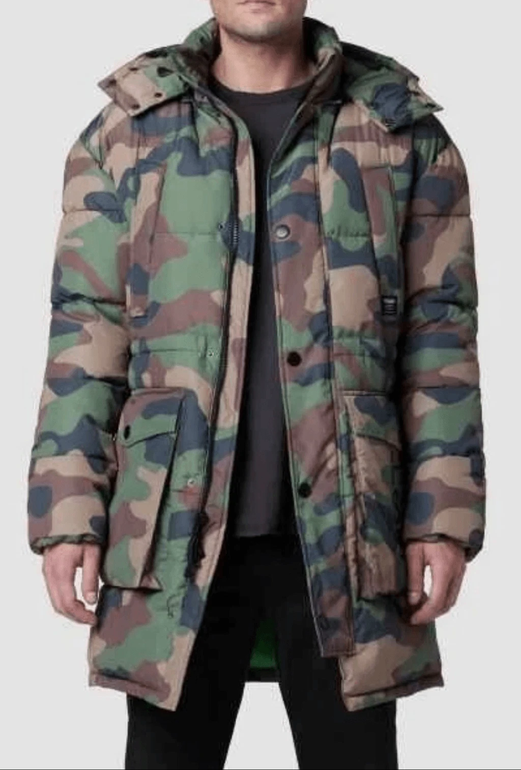 Hudson $438 Quilted Storm Parka Jacket Camo Hooded Insulated Water Resistant Men