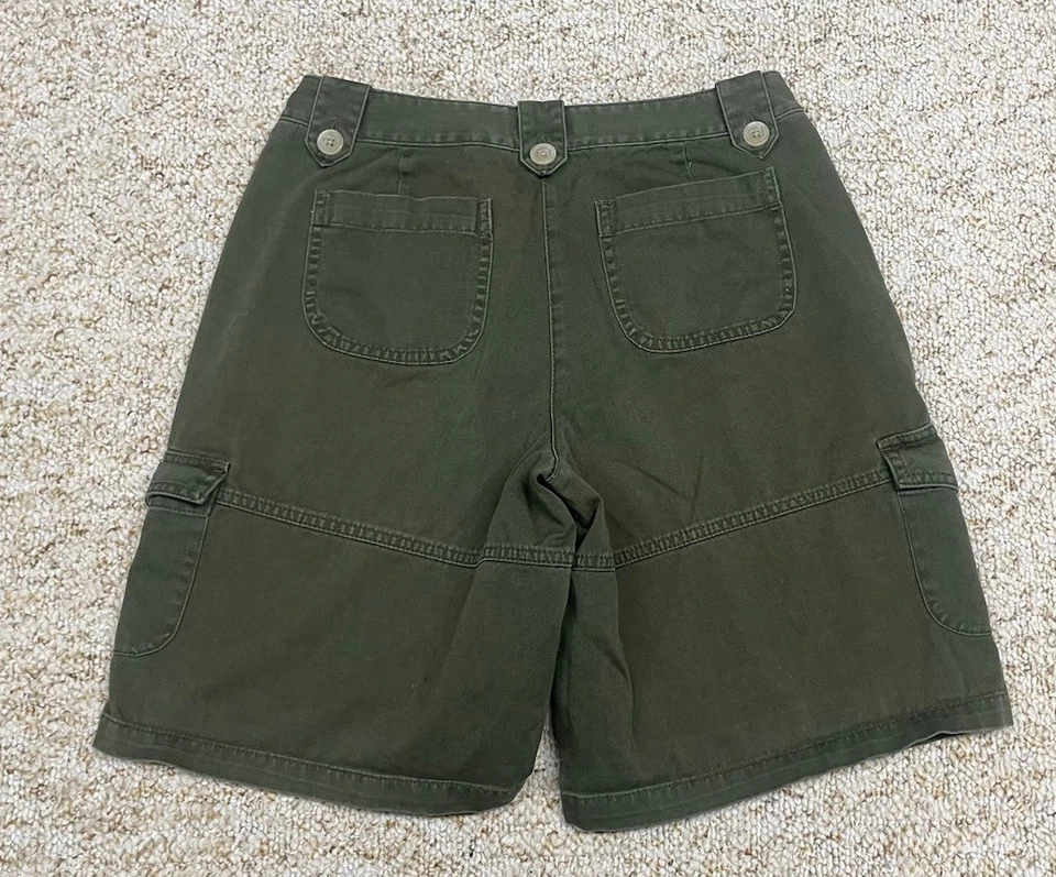 Pantalón corto London Jean cargo para mujer talla 4 tiro medio 100 % algodón verde (cintura 28) Foto 3 de 4