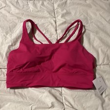 Lululemon Pink Crossback Sports Bra Wireless Logo Strap Size 12