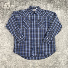 Ely Cattleman Shirt Mens XL Plaid Western Pearl Snap Long Sleeve Rodeo Workwear
