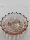 Peachy Pink Depression Glass Cube Design Sawtooth Edge Dishes Lot Of 3-Pc