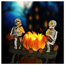 Halloween Scary Pumpkin Skeleton Light Decor,Light Up Jack O Lantern,2 Flicke...