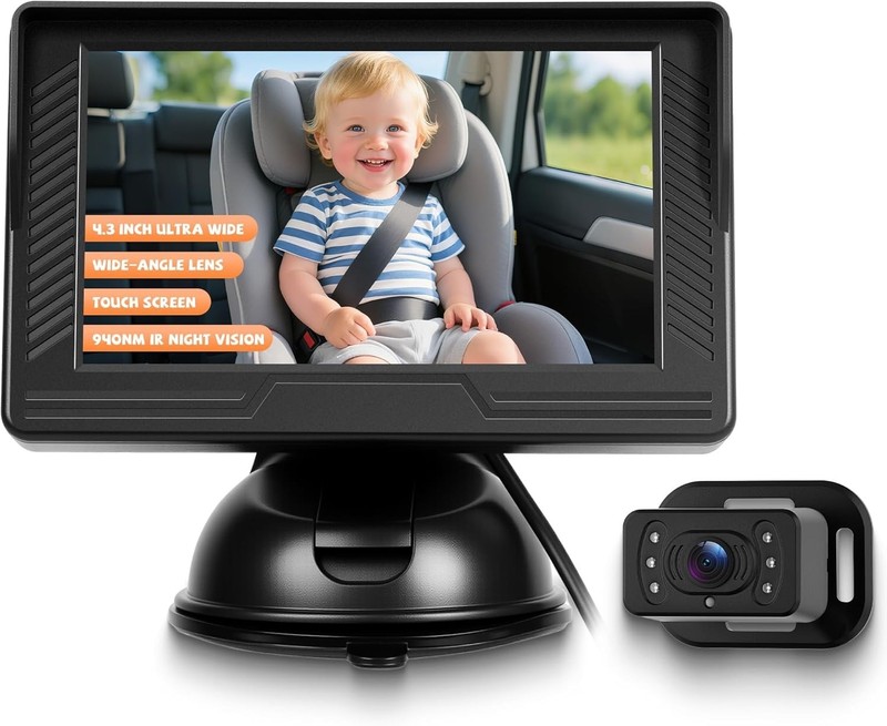 Baby Car Camera for Backseat, Plug and Play, 360 Degree Rotating Backseat Camera