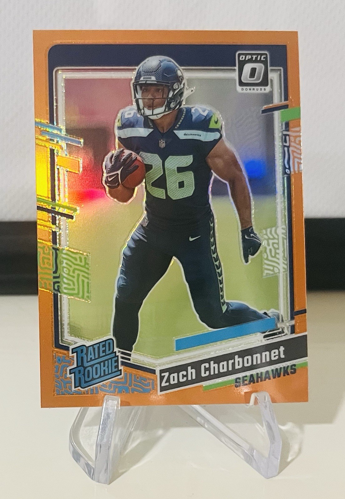 2023 Donruss Optic - Rated Rookie Zach Charbonnet #294 Orange Prizm /249 RC