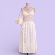 Vintage Vanity Fair White Lace Trim Maxi Slip Skirt Womens M L