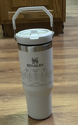 #ad #ad NEW Genuine Stanley Ice Flow Flip Straw 30oz Tumbler Cream Mountain Design $24.00