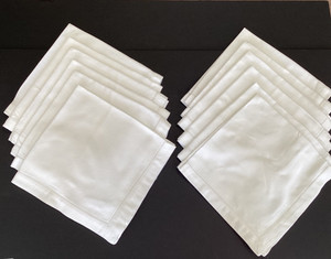 WILLIAMS SONOMA 19" Square White DINNER NAPKINS Set of 12 Cotton Hemstitch Used