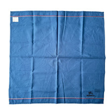 Vintage Burberry Blue Handkerchief Pocket Square Cotton Japan Logo Stripe 17.5"