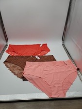 3pr NWT Ashley Stewart Plus Panties Sz 30/32 5X Lace Coral Mocha  Blush 001