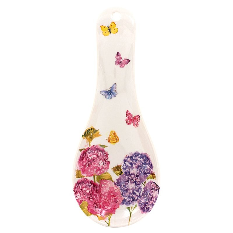 Spoon Rest Melamine Utensil Holder Plate Trivet Butterfly Blossom Floral Pink