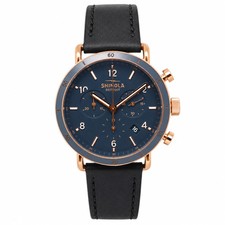 Shinola Canfield Sport Chrono 40mm Blue Dial Gold Steel Watch S0120194486