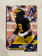 DERRICK MOORE  Signed 2023 Valiant Michigan football card In Person AUTO