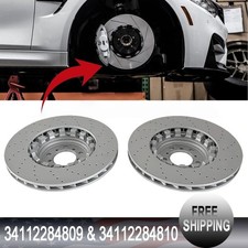 For BMW M4 M3 M2 Pair Set of 2 Front 380mm Brake Disc Rotors 34112284809 US