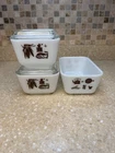 Pyrex Refrigerator Dishes 1 - 0502 No Lid -  Early American 2 - 501 B w/ Lids