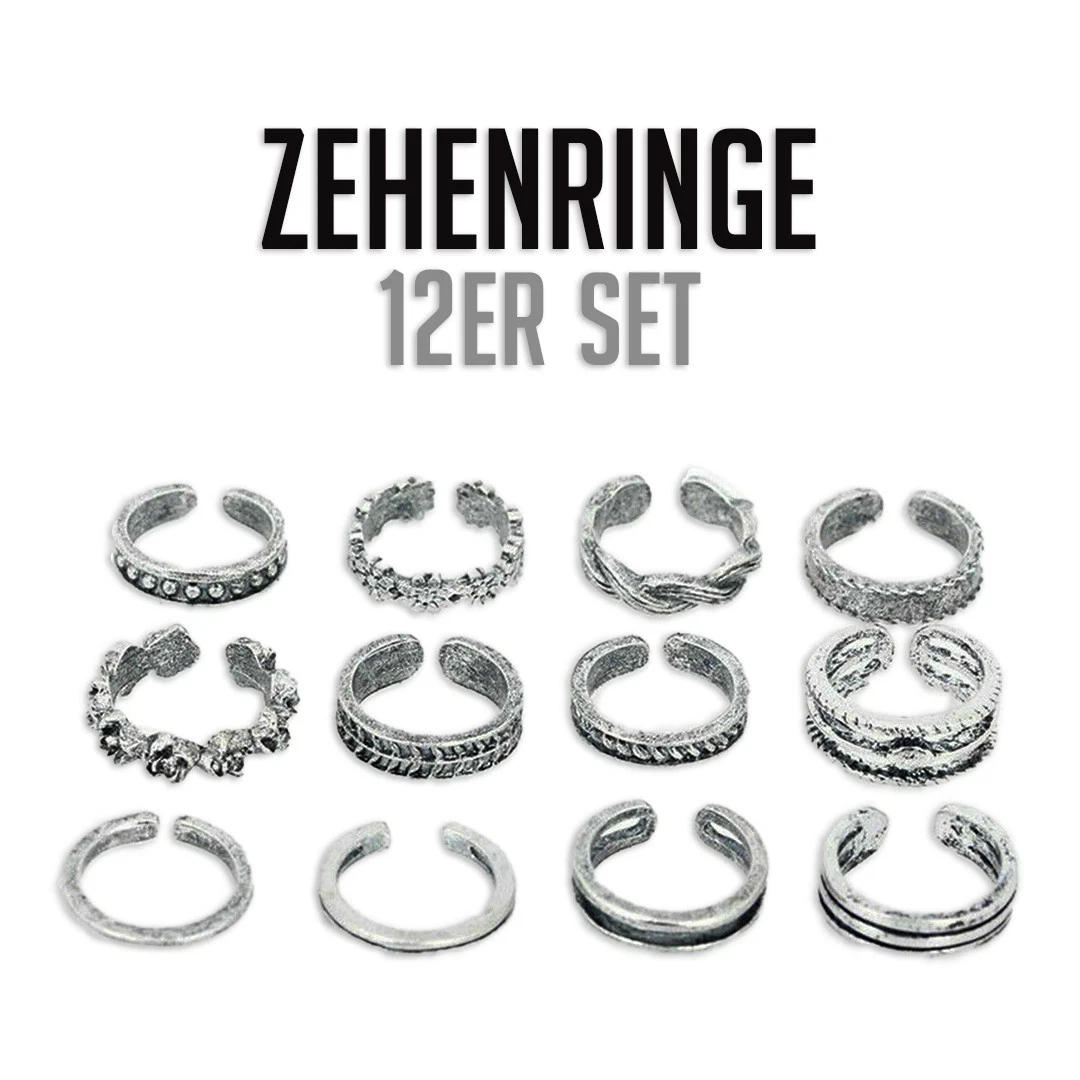 12x Set Frauen Zehenringe - Fußkettchen & Zehenring | Fußschmuck