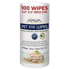 Arava Pet Eye Wipes - for Dogs Cats Puppies & Kittens - 100 Count