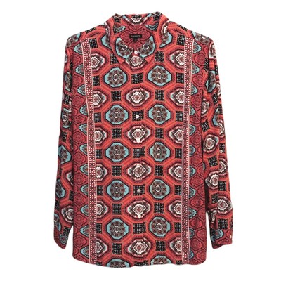 TALBOTS Bright Colorful Blouse Top XL Event Office Career Vacation Western