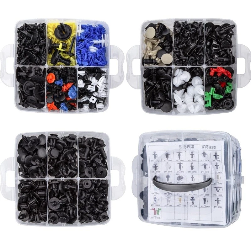 Kit de 970 piezas de clips de retención de empuje para automóvil clips de ajuste de sujeción automática para parachoques guardabarros remaches Foto 2 de 4