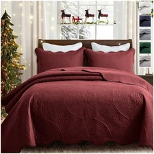 3 Piece Quilted Floral Bedspread Coverlet Set Soft Embossed Comforter Sets Queen