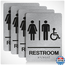 DALLAHASEE ADA Braille Unisex Handicap Restroom Signs for Business with Double S