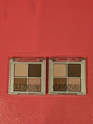 2x Clinique All About Shadow Quad ~travel .07oz ea~ 06 pink chocolate ~NWOB